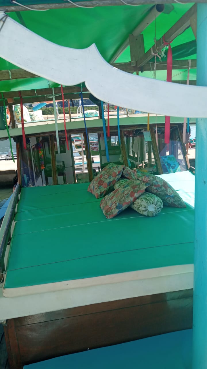 Barco Paraty PRIVATIVO Churrasqueira • Snorkel • Som bluetooth • Gelo • Toilet (R$ p/ate 15 passageiros) 